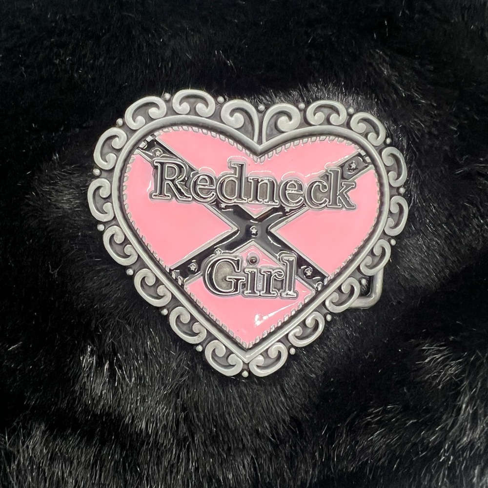REDNECK GIRL ENAMEL ON PEWTER BELT BUCKLE